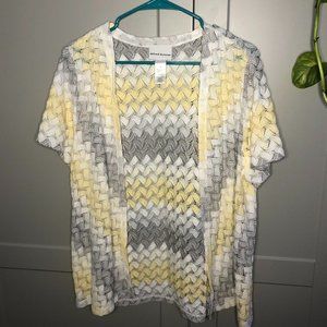 alfred dunner - Size Medium Yellow, Grey, and White Lacy/ Crochet Type S…